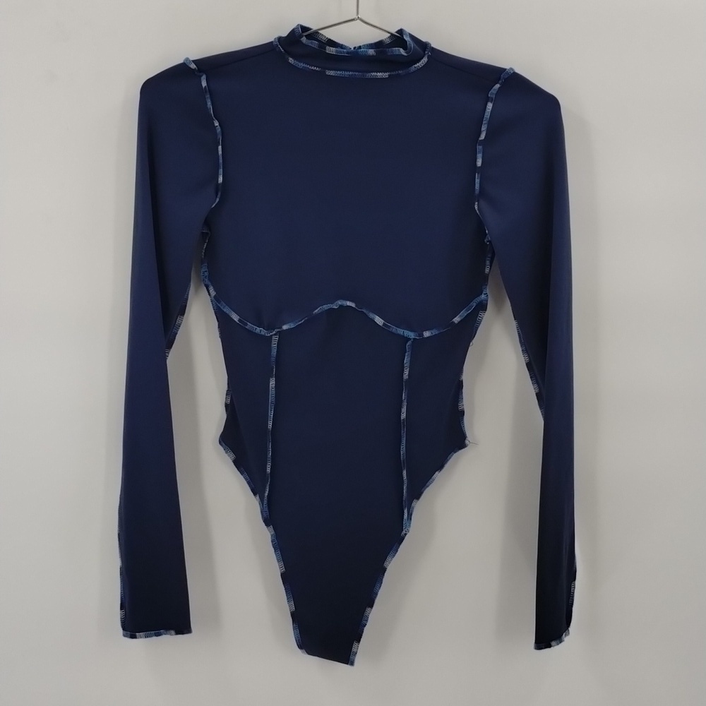 Urban Outfitters UO blue bodysuit XS blue open back trim long sleeve stretch